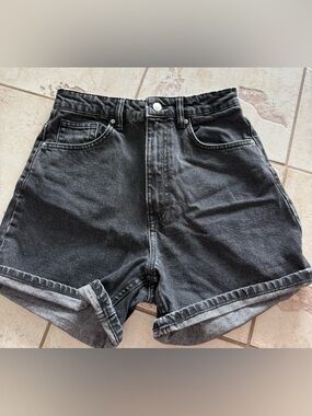 High-Waist Mom fit Black Denim Women’s Shorts